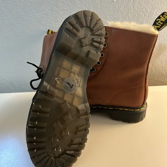 Brown Fur-Lined Dr Martens - Picture 2 of 4